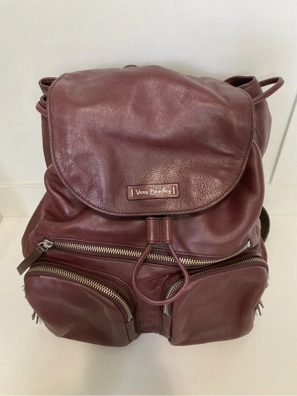 Vera Bradley Gallatin wine leather cargo backpack
